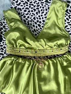 Green Envy a 2 piece jewelry embellished festival rave outfit size large.  Outfit includes top and skirt. Summer Crop Top For Costume Party, Handmade Green Top For Festivals, Bohemian Crop Top For Festivals And Parties, Bohemian Crop Top For Party And Festivals, Bohemian Crop Top For Festival Party, Embellished Sleeveless Crop Top For Festival, Bohemian Festival Crop Top For Party, Bohemian Fitted Crop Top For Night Out, Green Sleeveless Top For Festival