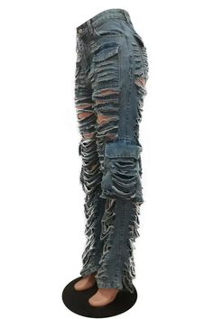 Upgrade your style with a pair of our Grunge Style Ripped Cargo Jeans. These unique jeans come with all the grungy street-cred you need, featuring rips and cargo pockets that'll give your look an edge! Wear 'em if you dare! Decoration Button , Zip Up , Pockets , Hole Style Sexy & Club Fabric Type Denim Material Cotton , Polyester Pattern Type Solid Season Spring / Autumn Type Jeans Fabric Non-Stretch Edgy Denim Jeans With Cargo Style, Edgy Denim Cargo Style Jeans, Edgy Distressed Cargo Jeans For Streetwear, Urban Style Ripped Medium Wash Bottoms, Distressed Grunge Cargo Jeans For Streetwear, Edgy Denim Blue Cargo Jeans With Pockets, High Rise Denim Blue Grunge Cargo Jeans, Grunge Medium Wash Cargo Jeans For Streetwear, High Rise Grunge Cargo Jeans In Denim Blue