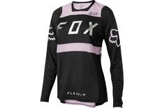 the fox jersey is shown in black and pink