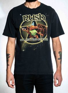 Perfectly worn in Vintage Rush concert tee in black. Size Medium Across shoulder: 19 in Length: 23 in Sleeve: 7 1/2 in Distressed Black T-shirt For Concerts, Black Distressed T-shirt For Concert, Rush Concert, Rush Shirts, Concert Tees, Fit Inspo, Fitness Inspo, Rush, Graphic Tees