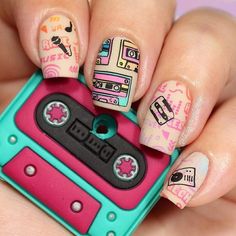 Tape Nails, Nail Stamp Kit, Edm Concert, Tape Nail Art, Light Video, Nail Stamp, City Nails, Mens Nails, Sculpted Nails