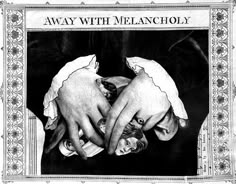 an advertisement for melancholy with two hands holding a baby