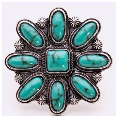 Adorable, Trendy Turquoise Stone Flower Adjustable Ring! You can never have to much turquoise in your collection! *adjustable-one size fits most Adjustable Bohemian Blue Flower Ring, Adjustable Turquoise Flower Ring Gift, Jewelry Sketch, Bestie Pics, Patchwork Sleeve, Sublimation Ideas, Pics Ideas, Jewellery Sketches, Art Shirt