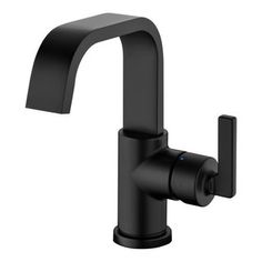 the black faucet is shown on a white background