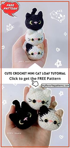 crochet mini cat loaf pattern with instructions to get the free pattern for it