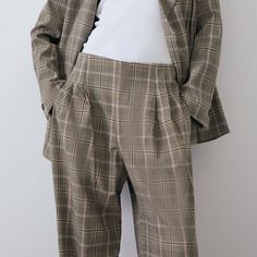 Plaid Pant Zara Workwear Pantsuit With Pockets, Spring Pantsuit With Pockets And Tapered Leg, Tailored High Waist Pantsuit With Pockets, Spring Tapered Leg Pantsuit With Pockets, Fall Pantsuit With Tapered Leg And Pockets, Fall Tapered Leg Pantsuit With Pockets, High-waisted Pantsuit With Pockets For Fall, Tailored High-waisted Pantsuit With Pockets, Zara Wide Leg Pants With Pockets For Business Casual