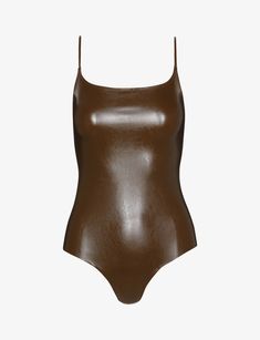 The Commando Faux Leather Cami Bodysuit - Cadet is made from our fan-favorite faux leather with adjustable straps and designed with four-way stretch and raw-cut edges. As flattering as it is chic, this bodysuit is endlessly styleable. Four-way stretch faux leather body (55% polyurethane, 44% viscose, 1% elastane) Fit-tested by real women Four-way stretch and high recovery Raw-cut edges Snap closure at gusset Adjustable spaghetti straps Machine washable Spaghetti Strap Bodysuit, Cami Bodysuit, Swim Wear, Extra Fabric, Dressy Tops, Drip Dry, Small Chest, Real Women, Snap Closure