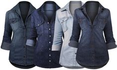 Up To 69% Off on Women's Button-Down Shirt | Groupon Goods Medium Wash Denim Top With Buttons And Long Sleeves, Long Sleeve Denim Top With Buttons, Medium Wash Denim Top With Buttons, Dark Wash Long Sleeve Denim Top With Buttoned Pockets, Dark Wash Tops With Button Cuffs For Fall, Long Sleeve Denim Tops With Buttoned Pockets, Denim Tops With Buttoned Pockets And Long Sleeves, Medium Wash Long Sleeve Denim Top With Buttons, Casual Long Sleeve Denim Top With Buttons