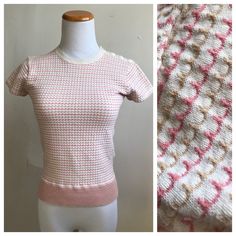 Vintage items make great unique and unexpected gifts. *Based on the label this could be an early 2000s Gap top, but it has that sweet 90s vibe CONDITION: Vintage Excellent  LABEL SIZE: XS  EST. MODERN SIZE: XS (0 - 2) MEASUREMENTS: Message if needed FEATURES: Beautiful scalloped knit stripes with pink and cream hue; functional buttons across left shoulder.  *Based on the label this could be an early 2000s Gap top, but it has that sweet 90s vibe Shop VintageBobbieMaude for MORE: https://www.etsy. Fitted Retro Cream Top, Retro Cream Knit Tops, Cream Retro Knit Top, Cream Knit Retro Top, Vintage Pink Knit Tops, Gap 90s, Easter Sweater, Easter Sweaters, Minimalist Sweater