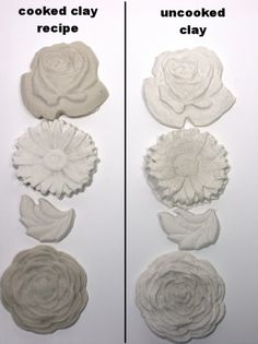 four different types of clay flowers are shown