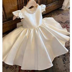 Toddler Prom Dresses, Puffy Sleeve Dress, Crinoline Skirt, Infant Flower Girl Dress, White Flower Girl Dresses, Wedding Flower Girl Dresses, Baptism Dress, Christening Dress