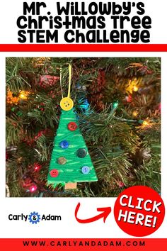 Make a Christmas tree ornament out of recyclables in this Christmas ornament STEM activity by Carly and Adam. Inspired by the read-aloud "Mr. Willowby's Christmas Tree," your students will construct their very own Christmas ornaments while developing crucial problem-solving skills. Click to learn more. Christmas Ornaments School, Steam Christmas Activities, Mr Willowby's Christmas Tree Activities, Elementary Christmas Ornaments, Student Christmas Ornaments, Student Ornaments, Christmas Stem Challenge, Steam Night, Stem Lessons