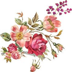 watercolor painting of pink and red flowers