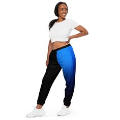 Humble Sportswear™ Women's Fire Blue Track Pants - Mireille Fine Art Blue Track Pants, Fire Blue, Ankle Cuffs, Water Resistant Fabric, Pants Color, Streetwear Outfit, Active Wear Tops, Woman Colour, Track Pants