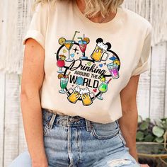 Disney Family Shirt, Disney Eras, Disney Outfits Women, Disney Trip Shirts, Disney World Outfits, Epcot Shirts, Drinking Around The World, Disney Snacks, Wine Shirts