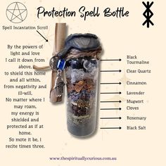 Spell Bottle For Protection, Powerful Protection Spell Jar, Protection Bottle Spell, Easy Spell Jars Recipes Protection, Witches Bottles Protection, Protection Against Negative Energy Spell Jar, Diy Spell Kit, Protection Spell Jar For A Loved One, Beginner Spell Jar