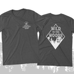 "This fun \"Wild In The Woods\" fishing unisex crew neck DARK t-shirt with front and back print is perfect for all the campout bachelor party festivities! Completely customizable for groom's name, wording, whatever you need! Just add your party details and custom requests to the personalization section when ordering. ------------------------------ HOW TO ORDER: ►Please select from the drop-down options above the add to cart button- after reviewing size chart** ►Add any personalization/customizat Outdoor Custom Print T-shirt Crew Neck, Outdoor Crew Neck T-shirt With Custom Print, Outdoor Custom Print Crew Neck T-shirt, Custom Print Short Sleeve T-shirt For Outdoor Activities, Custom Print Crew Neck T-shirt For Camping, Outdoor Short Sleeve T-shirt With Custom Print, Camping Bachelor Party, Bachelor Party Shirts, Party Details