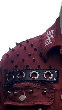 Studded Jacket Denim, Rock Style Studded Outerwear For Streetwear, Punk Outerwear With Studs For Alternative Fashion, Punk Outerwear With Studs For Streetwear, Rocker Outerwear With Studs For Alternative Fashion, Punk Style Studded Outerwear For Streetwear, Studded Rocker Outerwear For Alternative Fashion, Edgy Biker Jacket With Spikes For Alternative Fashion, Edgy Studded Biker Jacket For Alternative Fashion