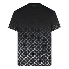 This LOUIS VUITTON LV Monogram Gradient For Men Black T-shirt is the perfect blend of comfort and style. Crafted from lightweight cotton fabric, the digital printing technique creates a pixelated light and shadow effect for the Monogram gradient pattern. The silky texture and knitted effect complement each other. It is suitable for any casual occasion. Inspired by the Monogram series, this T-shirt is designed to be timeless and stylish. It is the perfect addition to any wardrobe. (Men's/Round Neck/Short Sleeve/Gift Recommend/Gift to Boyfriend) Lv Shirts For Men, Luxury Monogram Print Crew Neck T-shirt, Designer Black T-shirt With Monogram Print, Luxury Monogram Print Streetwear Top, Luxury Monogram Print Top For Streetwear, Luxury Black T-shirt With Graphic Print, Designer Monogram Print Crew Neck T-shirt, Designer Crew Neck T-shirt With Monogram Print, Luxury Black Shirt With Graphic Print