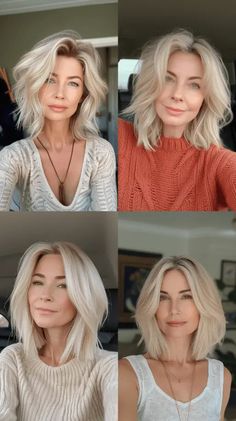 18 Sexiest Short Hairstyles for Women Over 40: Timeless Elegance and Confidence Short Haircut Women, Hair Cuts For Women Short, Parted Hair, Haircuts For Women Over 40, Hair Color Blonde Highlights, Easy Care Hairstyles