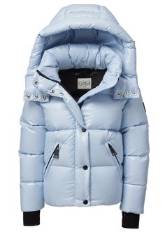 This down puffer coat is crafted from a densely woven nylon is lightweight, yet protective from wind and water, and filled with down to achieve warmth and an ultra soft feel. It features a detachable hood, a stand collar, spandex thumbhole cuffs, a center front zip and snap placket closure, and lower zip pockets. Down Puffer Jacket, Down Puffer Coat, Green Fits, White Duck, Sherpa Jacket, White Ducks, Wrist Cuffs, A Stand, Detachable Hood