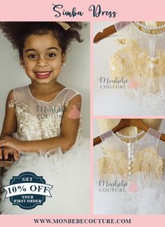 This dress features a sweet heart neckline bodice with champagne lace appliques. For modesty, we added a sheer neckline that is zipped up at the back.   We also lined up the zipper line with fabric covered buttons, just so we can show off the beauty of this dress from the back. #flowergirldress Cream Tulle Dress With Sheer Bodice, Fitted Tulle Lace Dress With Ruffles, Fitted Lace Dress With Ruffles And Tulle, Fitted Tulle Lace Dress With Sheer Bodice, Fitted Lace Dress With Sheer Tulle Bodice, Lace Dress With Sheer Tulle Bodice, Lace Dress With Sheer Bodice And Sweetheart Neckline, Cream Lace Dress With Tulle And Lace Bodice, Fitted Cream Tulle Lace Dress