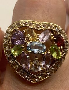 Lovely and delicate Bohemian ring 925 Sterling silver Deco ring set with genuine citrine, amethyst blue topaz and peridot Size 5 but can be re sized for you on request by laser. My jeweler charges $10-$20 All rings are shipped in a nice gift box. Check out our over a THOUSAND great reviews Engraving is $4 per letter and is not always perfect depending on the piece. It can take a few days if the jeweler is busy. This is payable to Paypal Judithsltd@gmail.com Multicolor Amethyst Ring With Gemstone Accents For Anniversary, Fine Jewelry Topaz Ring Gift, Dazzling Topaz Ring With Gemstone Accents As Gift, Anniversary Multicolor Amethyst Ring With Accent Stones, Elegant Multicolor Amethyst Ring For Anniversary, Gift Multicolor Amethyst Ring With Accent Stones, Fine Jewelry Anniversary Topaz Ring, Multicolor Amethyst Ring Fine Jewelry For Gift, Anniversary Topaz Ring With Stones