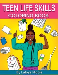 Looking for the perfect activity for your teen girl?This teen life skills coloring book by Latoya Nicole empowers, uplifts and teaches black girls to become independent. Packed with 24 detailed illustrations and drawings including teenagers cooking, cleaning, saving money, using proper social skills and much more. It even includes confidence-boosting statements, inspiring quotes and basic life skill summaries to go with each design.There are so many things that teenagers need to learn about life Teen Life, Books Young Adult, Social Skills, Inspiring Quotes, Life Skills, Fun Learning, Book Activities, Saving Money, Coloring Books