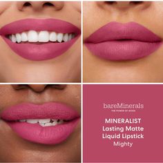 Brand New In Box, Full-Size (3.5 Ml/0.11 Oz) Bareminerals Lasting Matte Liquid Lipstick In The Shade Mighty (Cool Mid Tone Pink). The Bareminerals Mineralist Lasting Matte Liquid Lipstick Is A Velvety Matte Liquid Lipstick That Provides Long-Lasting, Transfer-Resistant Wear. The Mousse-Like Texture Feels Comfortable And Weightless On Lips. Pink Lipstick Shades, Frost Lipstick, Frosted Lipstick, Bareminerals Makeup, Pink Lipstick, Lipstick Shades, Beauty Ideas, Matte Liquid Lipstick, Office Style