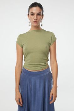 Tops – The Line by K Stretch Modal T-shirt For Summer, Summer Fitted Modal Top, Fitted Modal Top For Summer, Summer Modal Fitted Top, Effortless Short Sleeve Tops For Layering, Effortless Spring T-shirt For Layering, Fitted Cap Sleeve T-shirt For Spring, Versatile Green Short Sleeve Top, Casual Fitted Short Sleeve Top For Layering