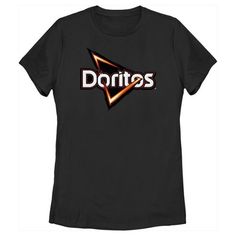 Whether you're a Cool Ranch or a Nacho Cheese person, everyone can agree on one thing, Doritos are always a crowd-pleaser! Get ready to show your love for your favorite chips with these spicy new officially licensed designs from Doritos! This Women's Doritos Triangle Logo Graphic T-Shirt features the classic Doritos triangle logo you know and love across the front. Grab some Doritos styles today for a delicious new look! Black Tops With Funny Text For Fans, Black Tops With Funny Text For Fan Merchandise, Cool Ranch Doritos, Flamin Hot Doritos, Dorito Flavors, Blue Doritos, Weird Doritos Flavors, Black Pop Culture T-shirt With Funny Text, Triangle Logo