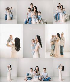 a collage of family photos with their baby in the middle and mom holding her son