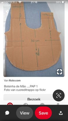 an image of a sewing pattern on the app store's mobile phone screen, showing how to cut and sew