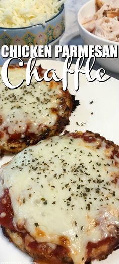 two chicken parmesan cheese pizzas on a plate