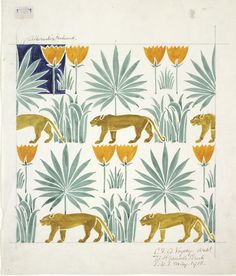 an image of a pattern with animals and flowers