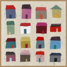 an art work with houses painted in different colors