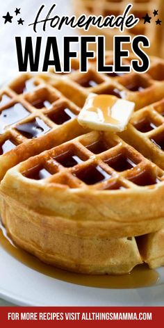 HOMEMADE WAFFLES Homemade Waffle Recipe Easy, Classic Waffles, Homemade Waffle Recipe, Waffle Batter Recipe, Classic Waffle Recipe, Best Waffle Recipe, Homemade Waffle, Morning Treats, Belgian Waffles Recipe