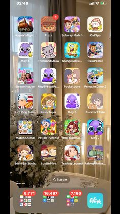 an image of the home screen with many stickers on it's display area