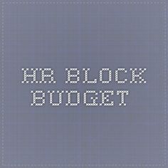 the text hr block budget written in white on a blue background