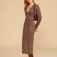 Lovely Parisienne Dress, Perfect Unworn Condition. Fall Midi-length Wrap Dress, Fall Midi Length Wrap Dress, Rouje Clothing, Rouje Paris, Monica Dress, Deb Dresses, Tulip Dress, Paris Dresses, Houndstooth Dress