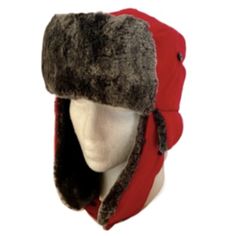 Unisex Red Winter Trooper Earflap Warm Russian Ski Hat Faux Fur DescriptionNew!!Look Great on the Slopes, in the Snow, at the Gathering, or Just Out and About With This Winter Hats Red Russian/Aviator Faux Fur. Plastic Clasp On Botton of Ear Flaps That Can Be Used Under The Chin To Secure On Your Head or Clasp Together On Top Of The Head If Your Ears Get Too Hot. Red Brimmed Winter Hat, Adjustable Red Hat For Cold Weather, Red Winter Hat For Outdoor, Cool Belt Buckles, Red Russian, Ski Hat, Ski Hats, Fur Hat, The Gathering