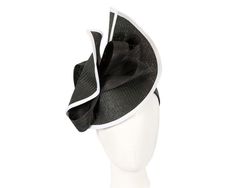 Large black twisted plate decorated with black silk abaca bow and contrast white outline. Hand made in Melbourne by our skillful milliners, this headpiece will be a crown jewel of your spring racing outfit. Made in Australia Exclusive materials Stylish design by Fillies Collection Comfortable headband Derby Day choice Elegant Black Formal Headband, Black Fascinator With Pinched Crown, Black Bow Fascinator For Evening, Black Headband For Royal Ascot, Black Formal Fascinator For Royal Ascot, Black Formal Headpiece For Kentucky Derby, Elegant Black Fascinator With Bow, Black Formal Kentucky Derby Headpiece, Black Summer Event Headpiece