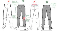 three different types of jeans are shown in the diagram above, and below it is an image