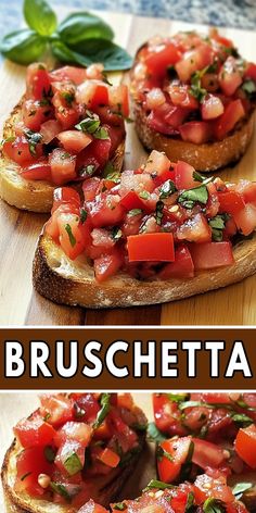 this is an image of bruschetta with tomatoes and basil on toasted bread