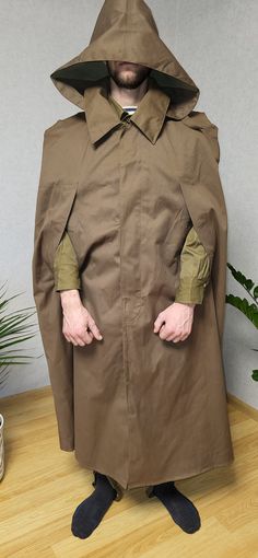 Military rubberized raincoat USSR army. Military Style Waterproof Hunting Outerwear, Khaki Utility Raincoat For Outdoor, Khaki Weatherproof Winter Raincoat, Long Sleeve Khaki Raincoat, Khaki Hooded Techwear Raincoat, Khaki Waterproof Hooded Raincoat, Waterproof Khaki Raincoat For Rainy Weather, Khaki Raincoat For Rainy Winter Weather, Outdoor Solid Raincoat With Storm Flap