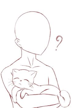 a drawing of a person holding a cat