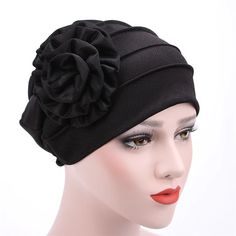 Women's Hats Spring Summer Plain Color Floral Beanie Hat Muslim Stretch Turban Hat Cap Hair Loss Headwear Hijab Cap 2024 - $8.99 Floral Beanie, Hijab Cap, Hijab Caps, Turban Hat, Plain Color, Women's Hats, Cap Hair, Summer Floral, Large Flowers