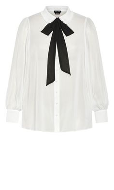 Sheer elegance has arrived with the Maddison Shirt in ivory. Shop plus size women's clothing online now at City Chic. Frilled Collar, Plus Size Workwear, Tie Neck Shirt, Knitwear Style, Plus Size Shirt, Denim Short Dresses, Tie Neck Tops, Chic Blouses, Decorative Trim