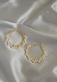 Handmade Natural Freshwater Pearl Earrings/genuine Pearl Hoop - Etsy Big Bead Earrings, White Hoop Pearl Chain Jewelry, Pearl White Hoop Earrings, Pearl Drop Hoop Earrings For Parties, Gold Pearl Hoop Earrings For Anniversary, Delicate Hoop Earrings With Pearl Drop, Gold Hypoallergenic Pearl Hoop Earrings, Pearl White Hoop Pearl Earrings, Dainty Pearl Chain Hoop Earrings As Gift