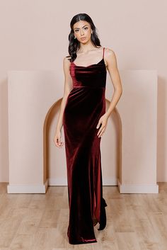 Our Skye dress is a fresh take on a classic gown. With a cowl neck in the front and knee-high slits on both sides, you'll feel comfortable but elegant all night! This style features adjustable straps and built-in bra cups for added support. Skye also comes in midi-length for a more playful look. Chic Evening Dress With Cowl Neck, Chic Cowl Neck Evening Dress, Elegant Slip Dress With Straight Neckline And Side Slits, Elegant Dresses With Spaghetti Straps And Side Slits, Elegant Maxi Dress With Cowl Neck For Gala, Elegant Cowl Neck Maxi Dress For Gala, Elegant Cowl Neck Dress For Date Night, Fitted Cowl Neck Maxi Dress For Date Night, Elegant Cowl Neck Maxi Dress For Night Out